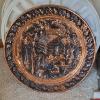 Image 1 : PICKUP IN CANTON -Large 20" Copper Embossed Log Cabin Scene Decorative Platter