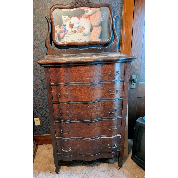 Vintage 34"x6ft" Mirrored Dresser