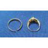 Image 5 : (2) 10K Gold Rings With Etched Art & White/Pink Stones - One Has Cut For Sizing - Total Weight: 3.5g