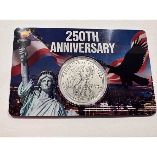 250th Anniversary USA 2026 1/10 .999 Fine Silver Coin In Holder - Exceptional Coin