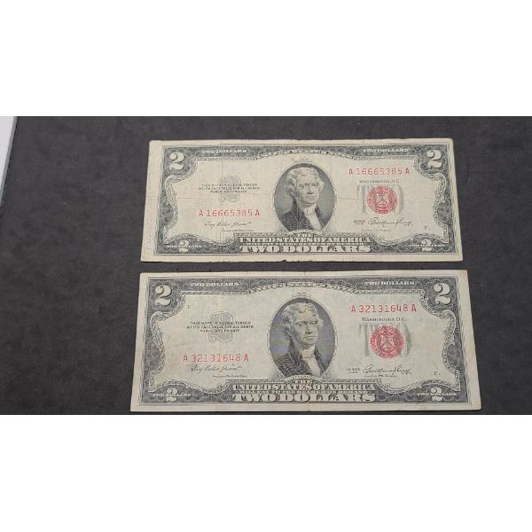 (2) Series 1953 Red Seal $2 Bank Notes With Priest/Humphrey Signatures - Face Value: $4