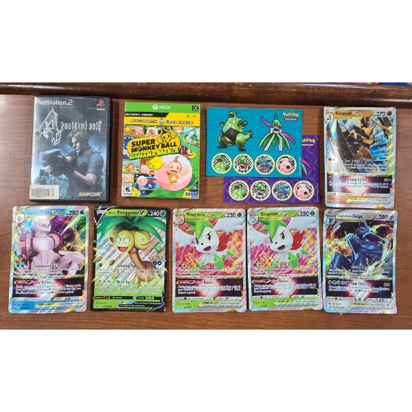 Lot of Six Oversize Pokemon Trading Cards & Two Empty Games Cases With Original Pamphlets