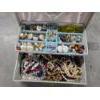 Image 2 : Vintage 10''x7'' Gray Jewelry Box With Contents