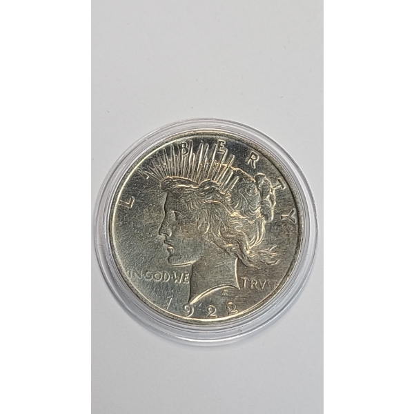 United States 1922-P 90% Silver Peace Dollar In Coin Capsule