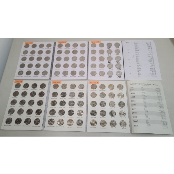 Completed 1999-2004 Volume 1 & 2004-2008 Volume 2 State Quarter Collection Books - Face Value: $30