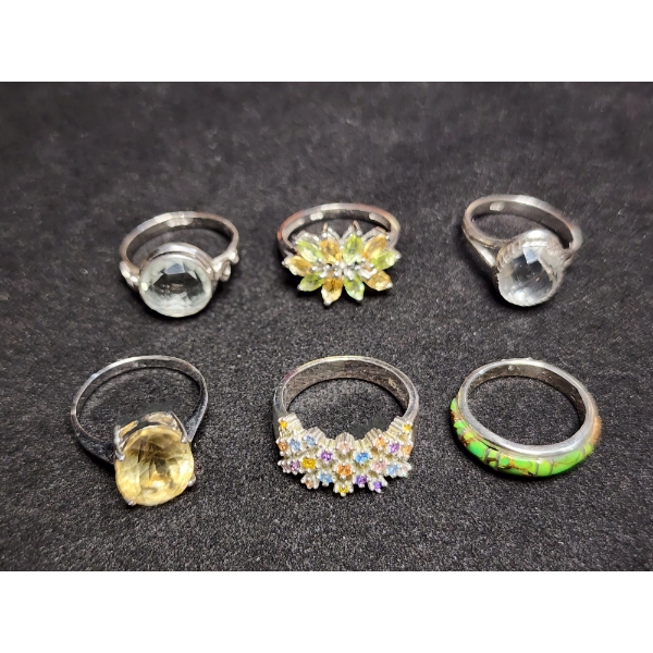 Gorgeous Sterling Silver Rings Ft. Topaz, Sapphire & More - Weighing Total of 17.1 Grams