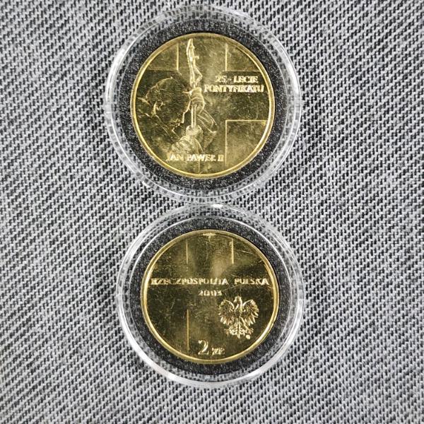 Lot of Two Polish 2003 2 Zlote Coins ~ Beautiful Gold Plating Over Brass Coin! 