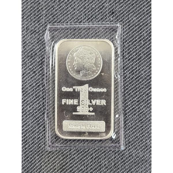 One Troy Ounce .999 Fine Silver Bar Featuring Morgan Dollar Design