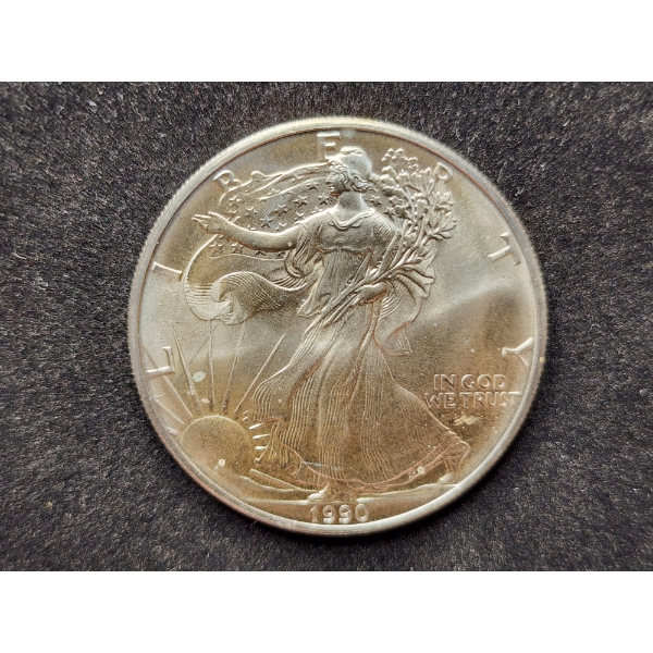 1990 American Eagle 1 Oz Fine Silver Dollar Bullion Round 