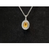 Image 2 : Sterling Silver Necklace and Pendant with Citrine Gemstone - 18in - TW: 2.9g