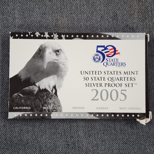 United States Mint 2005 50 State Quarters Silver Proof Set in Original Packaging!