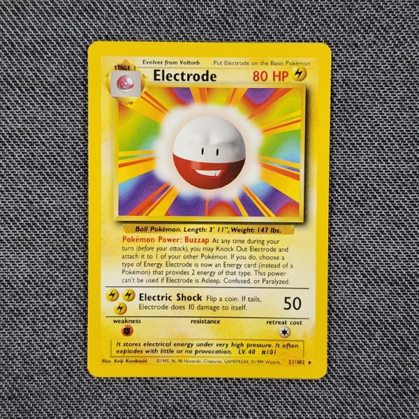 Electrode 21/102 NON-Holo Rare Vintage Base Set Pokemon Trading Card in Near Mint Condition!