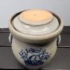 Image 8 : Rowe Pottery Works 1993 Handmade Crock or Jar Ft. Painted Basket Image~ Standing About 7 Inches Tall