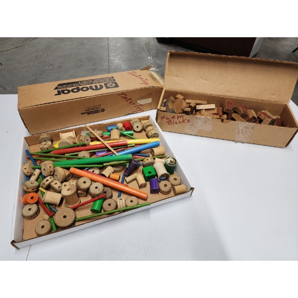 Vintage Tinkertoy Set and Wooden Farm Block Set