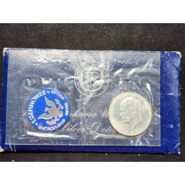 1971 Eisenhower Uncirculated Silver Dollar In Original Packaging