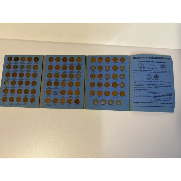 Partially Filled Lincoln Head Cent Collection 1909 to 1940 Number One - FV $0.50 Cents 