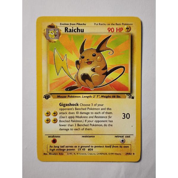 FOSSIL SET Raichu 29/62 1ST Edition Non-Holo Rare Vintage Pokemon Trading Card 