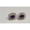Image 1 : Pair Of Lovely 10K White Gold Earrings With Purple & White Stones - Weight: 2.4g