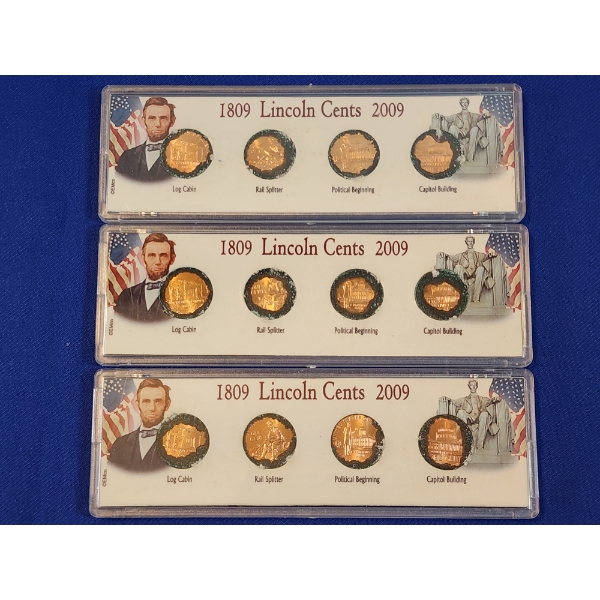 x3 Display Sets of 2009 Lincoln Bicentennial Cents - 4 Cents Per Set