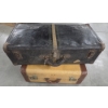 Image 1 : Vintage Suitcase Pair, Black Metal 25''x13'' & Brown 20''x18''