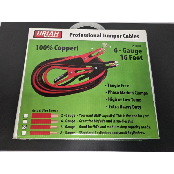 Uriah 100% Copper 16G Jumper Cables Brand New In Box!