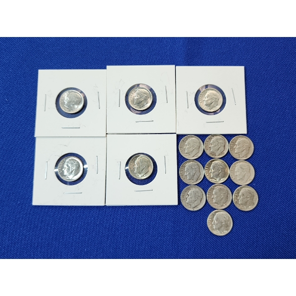 x15 Silver Roosevelt Dimes Assorted Years - Including (5) Uncirculated Total FV: $1.50