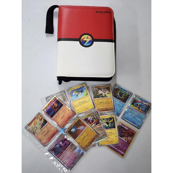 Smaller Pokemon Trading Card Zip-Up Binder Ft. Four Pages of Assorted Cards Including Holos!