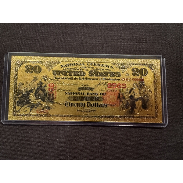 National Bank $20.00 Gold Foil .999 - 24K Note In Protective Holder - Mint Condition