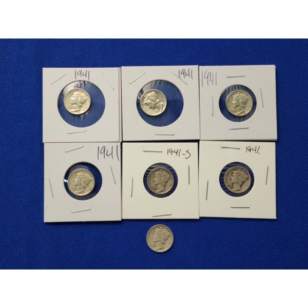 x7 Higher-Grade Silver Mercury Dimes 1941 & 1941-S FV: $0.70
