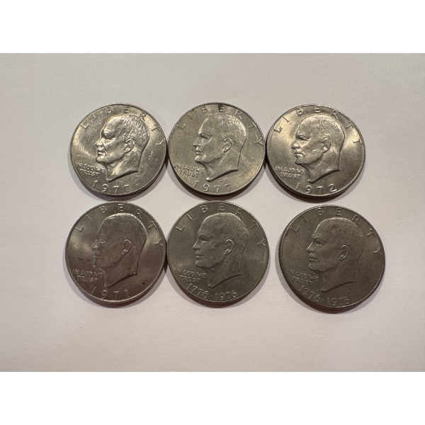 6 - Beautiful United States Eisenhower $1.00 Coins - Exceptional Coins