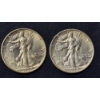 Image 1 : 2 Pcs - 1934 P & 1934 D Walking Liberty Halve Dollars BU Condition