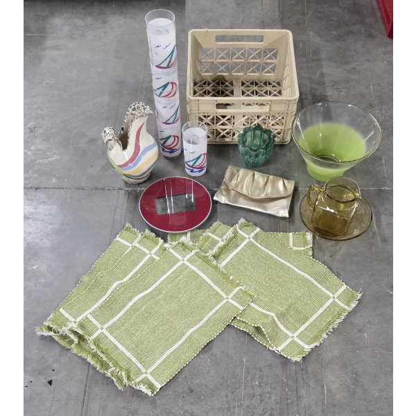 MCM Collectables Including Set Of 5 Plastic Glasses, Wall Clock, Fruit Bowl, Clutch Bag & More