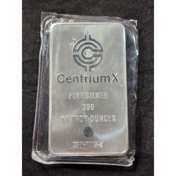 10 Troy Oz 999.9 Fine Silver Bar by Sunshine Mint Featuring Centrium X Design