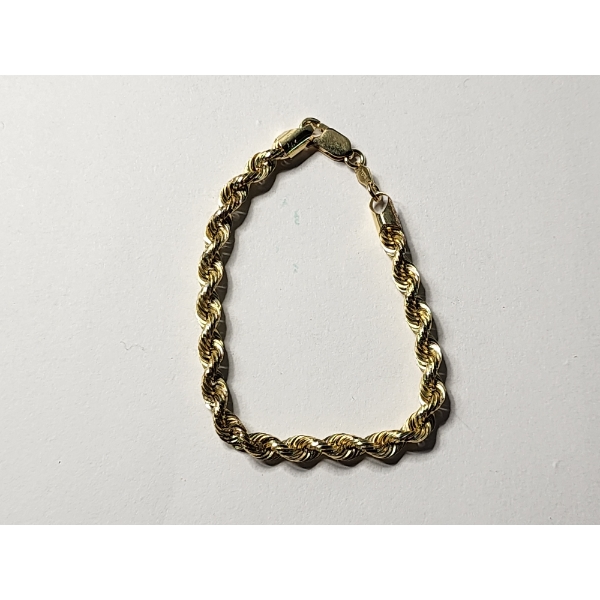 14K Gold Rope Twist Bracelet 8in Total Weight: 4.9g