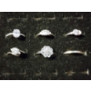 Image 4 : Six Sterling Silver Rings Ft. Clear Stones & One Without Stones - Total Weight: 14.6 Grams