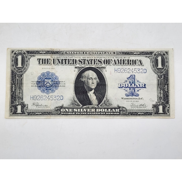 U.S. Series 1923 $1 Blue Seal Silver Certificate "Funny Back" Horse Blanket Note 
