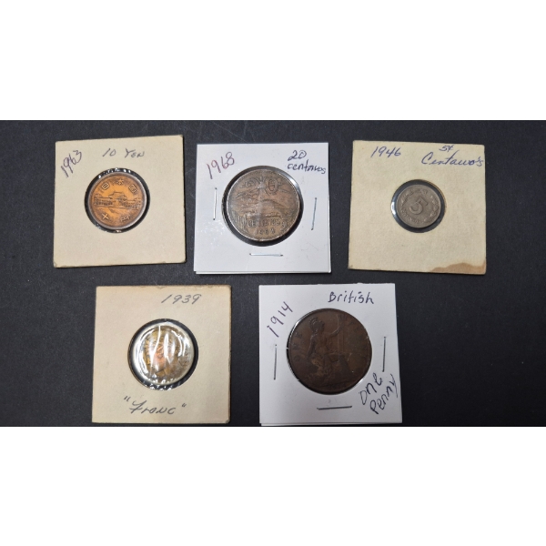 WORLD COINAGE LOT - 5 PCS - VARIOUS COUNTRIES SEE PICTURES FOR IDENTIFICATION