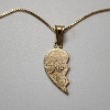 Image 4 : 14K Yellow Gold 19" Necklace with "Little Sister" Half Heart Pendant - TW: 1.9g