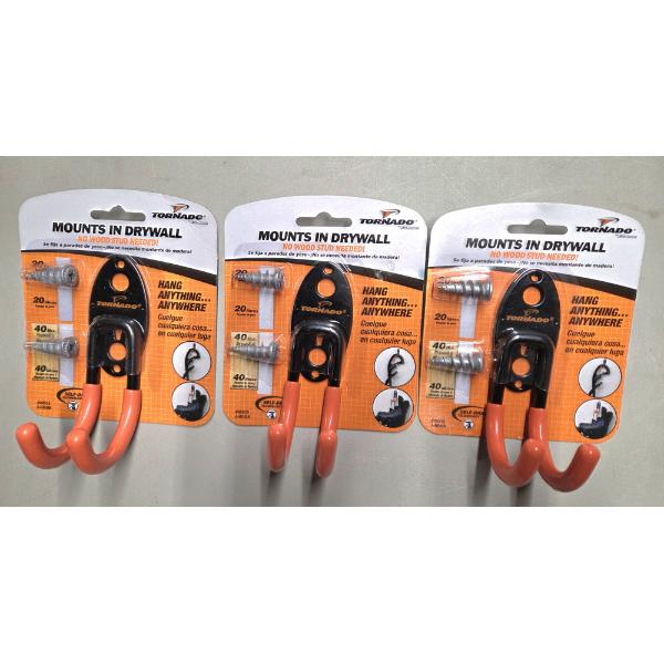 Three Brand New Tornado No Stud Needed J Hooks 