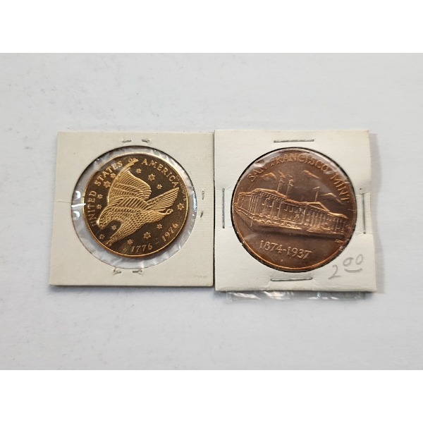 Two Collectible Tokens: American Revolution Bicentennial and Old San Francisco Mint Commemoratives 