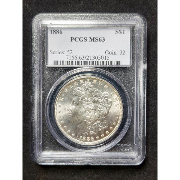 PCGS MS63 Graded 1886 Morgan Silver Dollar Minted in Philadelphia - Excellent Graded Coin!