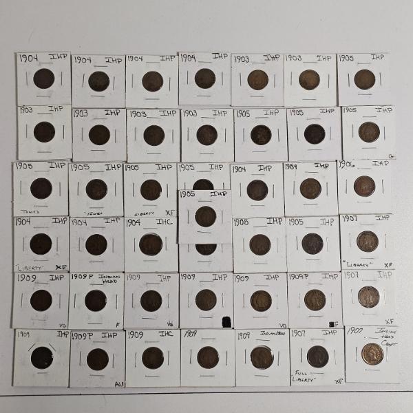 Substantial Collection of 42 Indian Head Pennies FV: $.42