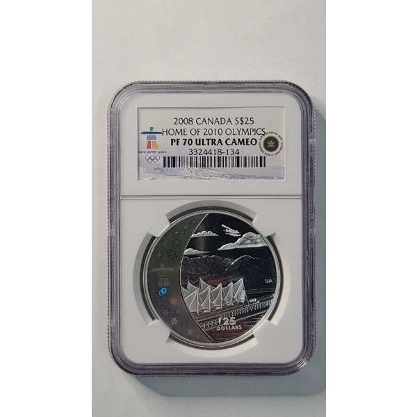 NGC 2008 PF70 ULTRA CAMEO Vancouver Canada "Home of the 2010 Olympics" Sterling Silver Hoogram Coin