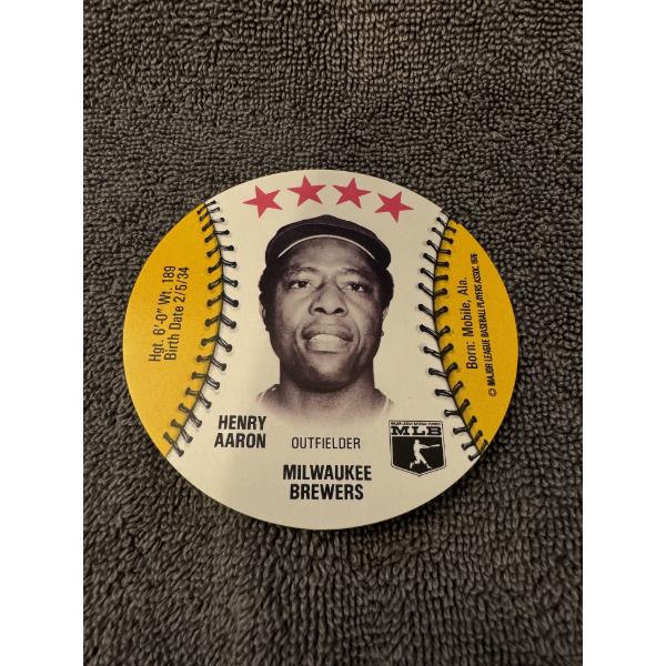 1976 Hank Aaron Isaly's Round Baseball Card - Mint Condition