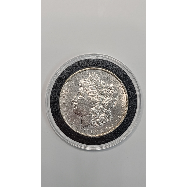1900 90% Silver Morgan Dollar In Coin Capsule - Excellent Condition
