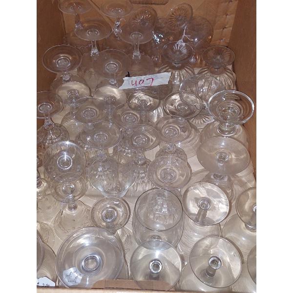 Box Lot - Crystal Glassware - Mostly Cordials & Sherbets = See PIcs