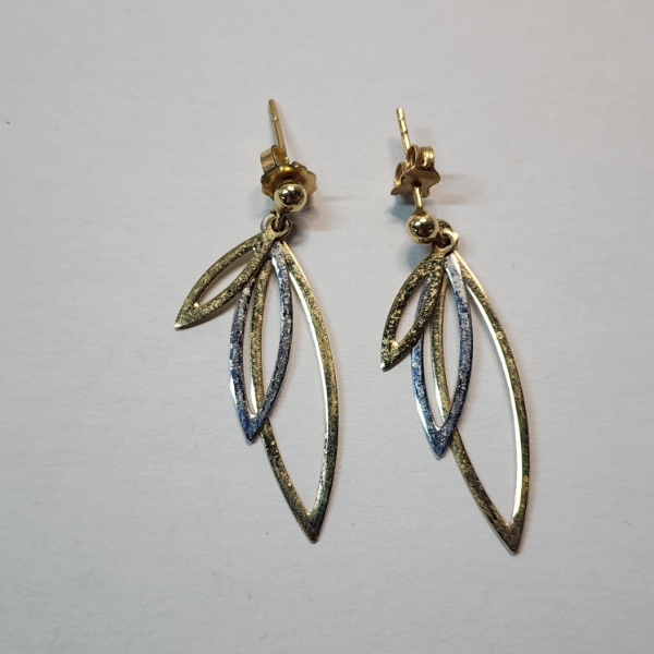 Gorgeous Two-Tone 14K Gold Dangle Earrings - TW: 2.2g