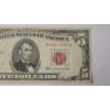 Image 3 : United States Series 1963 $5 Red Seal Bank Note With Granahan And Dillon Signatures - Face Value: $5