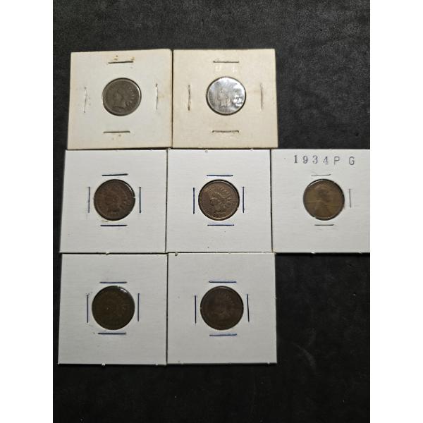 (7) Indian Head Pennies $0.07 FV