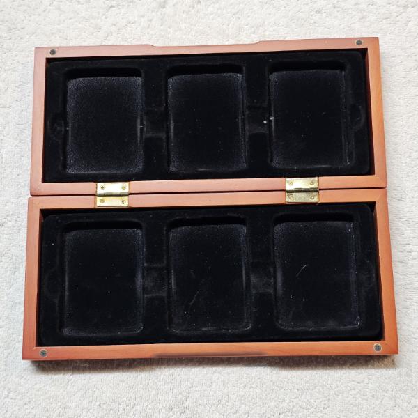 Wooden Display Box Designed to Store and Display up to Six Graded Coin Slabs